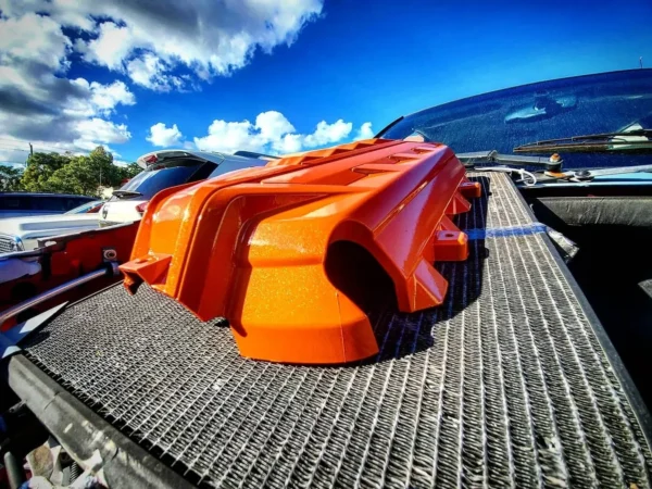 An orange part of the vehicle